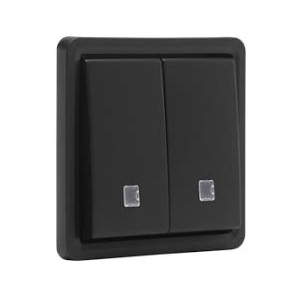 Bouton-poussoir double NO à voyant (sans lampe) 10A New Hydro noir Niko