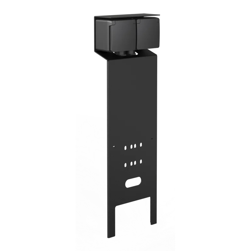 Borne de jardin noire avec 2 prises 16A+T étanches au projection d'eau « essential » Niko