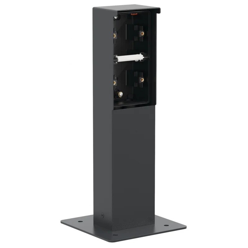 Borne de jardin noire pour 2 fonctions et socle à visser Niko
