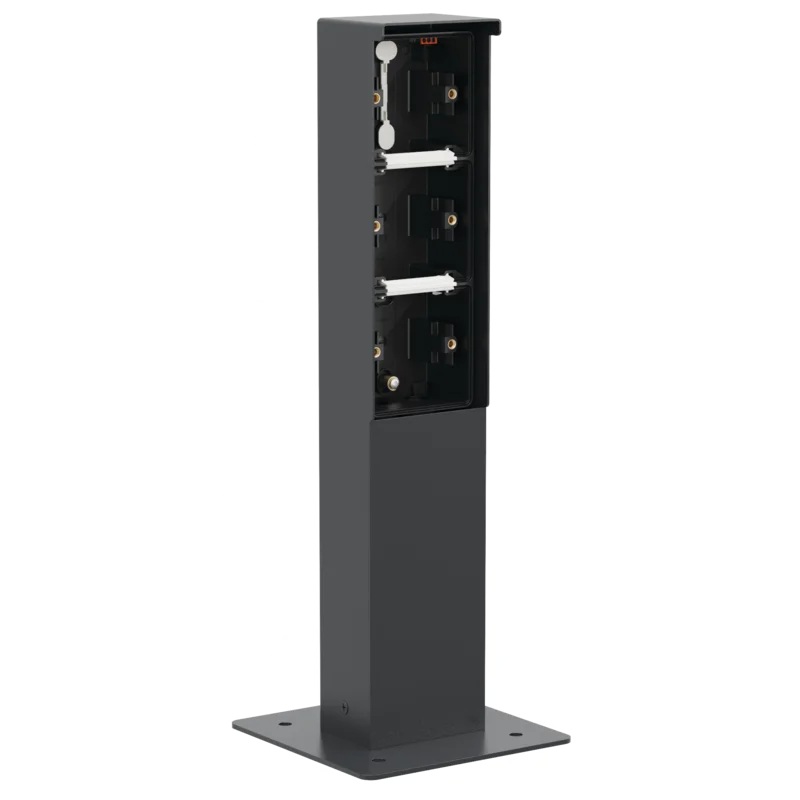 Borne de jardin noire pour 3 fonctions et socle à visser Niko