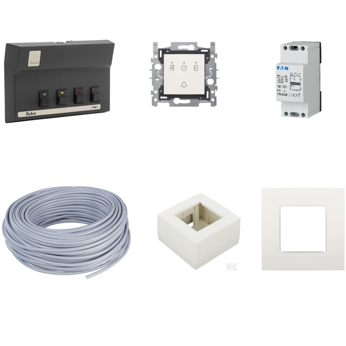 Kit sémaphore complet (sonnette, poste intérieur, alimentation et câble) Niko