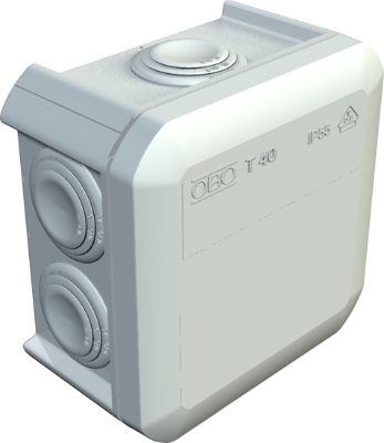 Boîte de dérivation avec embouts à tétine IP56  90x90x52mm T40 Obo