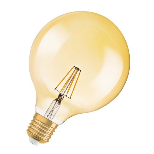 Globe dimmable Vintage 1906 Led 55 ambré Ø124/7W/2500K/230V/E27/15000h/725lm blanc chaud Ledvance® Osram