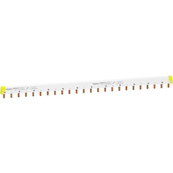 Peigne de pontage à broches universel bipolaire 2P > L1, L2 (24 modules) 10mm² (63A) avec 2 embouts