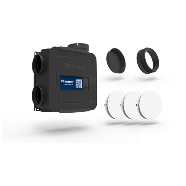 Kit de ventilation mécanique contrôlée C+ Healthbox® Go avec 3 bouches d'extraction Aeroo Renson