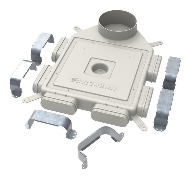 Caisson de distribution coudé Ø160mm pour 6 conduits oblongs 140x64mm Easyflex Renson
