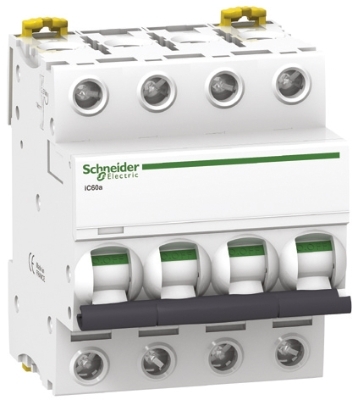 Disjoncteur iC60a - 4.5kA - courbe C - tétrapolaire 4P/40A Acti 9 Schneider Electric