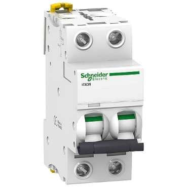 Disjoncteur IC60N - 6kA - courbe C - bipolaire 2P/63A Acti 9 Schneider Electric