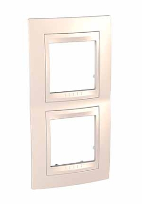 Plaque double verticale entraxe 71mm Unica Plus ivoire Schneider Electric