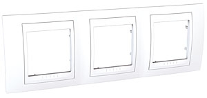 Plaque triple horizontale entraxe 71mm Unica Plus blanc Schneider Electric