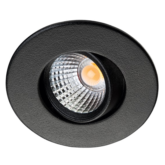 Spot encastré inclinable à 30° rond Ø48mm noir avec lampe 4W/36°/3000K/240Lm/50000h blanc chaud sans alimentation 350mA Nano Tilt SG Lighting