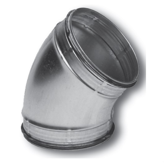 Coude 45° acier galvanisé avec joints Ø180mm
