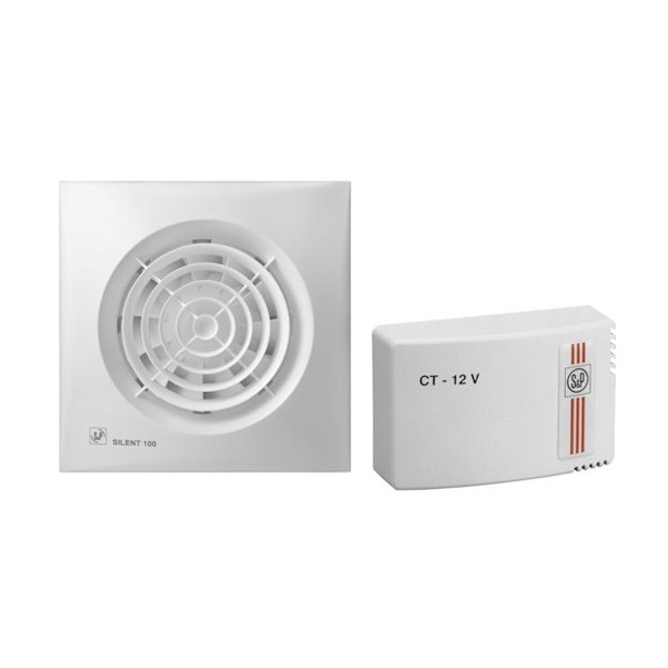 Kit extracteur silencieux 95m³/h avec temporisation réglable et alimentation 12V CT-12/14H Silent-100 CRZ 12V Soler & Palau