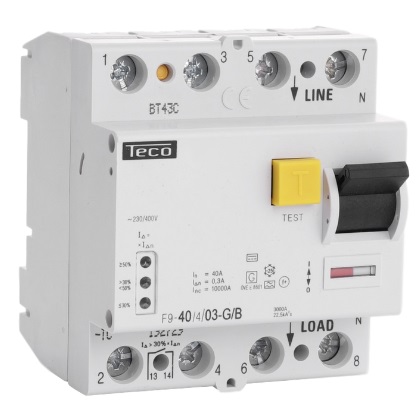 Interrupteur différentiel type B tétrapolaire 4P/ 40A - 300mA F940403GB Teco
