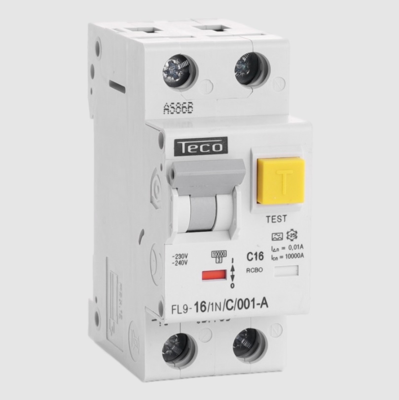 Disjoncteur différentiel type A bipolaire 2P/16A - 10kA - courbe C -  10mA FL9161NC001A Teco