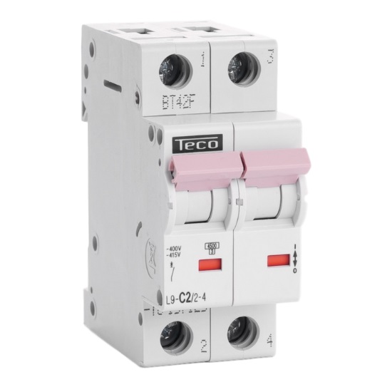 Disjoncteur 4.5kA - courbe C - bipolaire 2P/ 2A L9C224 Teco