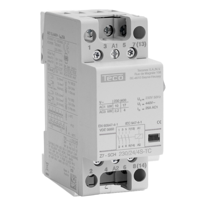Contacteur modulaire tétrapolaire 4NO/25A 230V Z7SCH2302440 Teco
