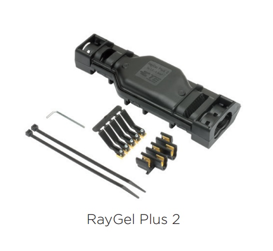 Trousse de raccordement avec connecteur pour max 3 câbles 3-5 x 1.5 - 6mm² avec gel RayGel Plus 2 TE Connectivity