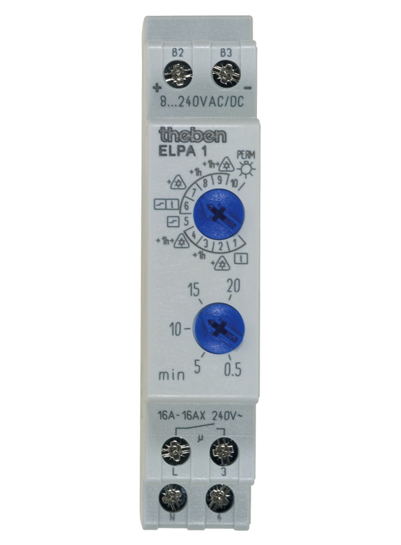 Minuterie d'escaliers électronique 16A/8 à 240VAC/DC - 0.5 à 20' - 3 ou 4 fils ELPA 1 Theben