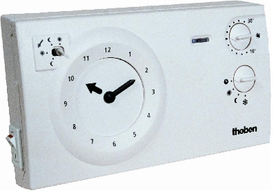 Thermostat analogique programmable sur piles avec interrupteur d'appoint Ramses 784Z Theben 