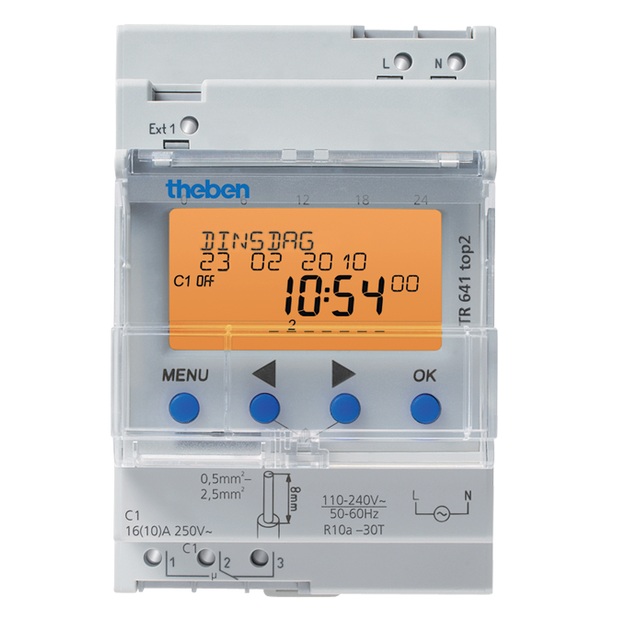 Interrupteur horaire digital annuel et astronomique 230V 1x16A (inverseur) TR641 Top2 Theben