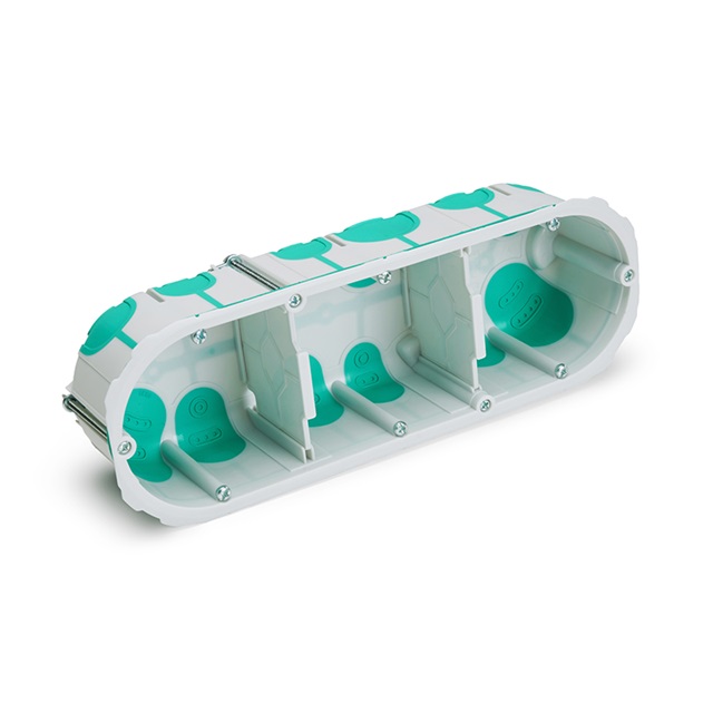 Boîte d'encastrement triple étanche à l'air cloisons creuses 3xØ68x50mm (vert/hor - entraxe 71mm) Tradeforce