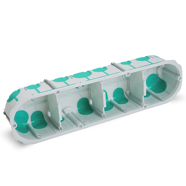 Boîte d'encastrement quadruple étanche à l'air cloisons creuses 4xØ68x50mm (vert/hor - entraxe 71mm) Tradeforce