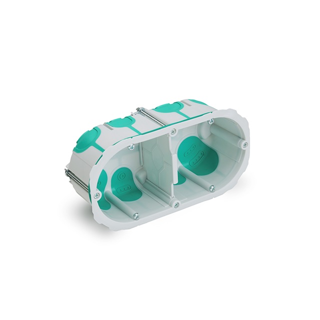 Boîte d'encastrement double étanche à l'air cloisons creuses 2xØ68x50mm (vert/hor - entraxe 71mm) Tradeforce