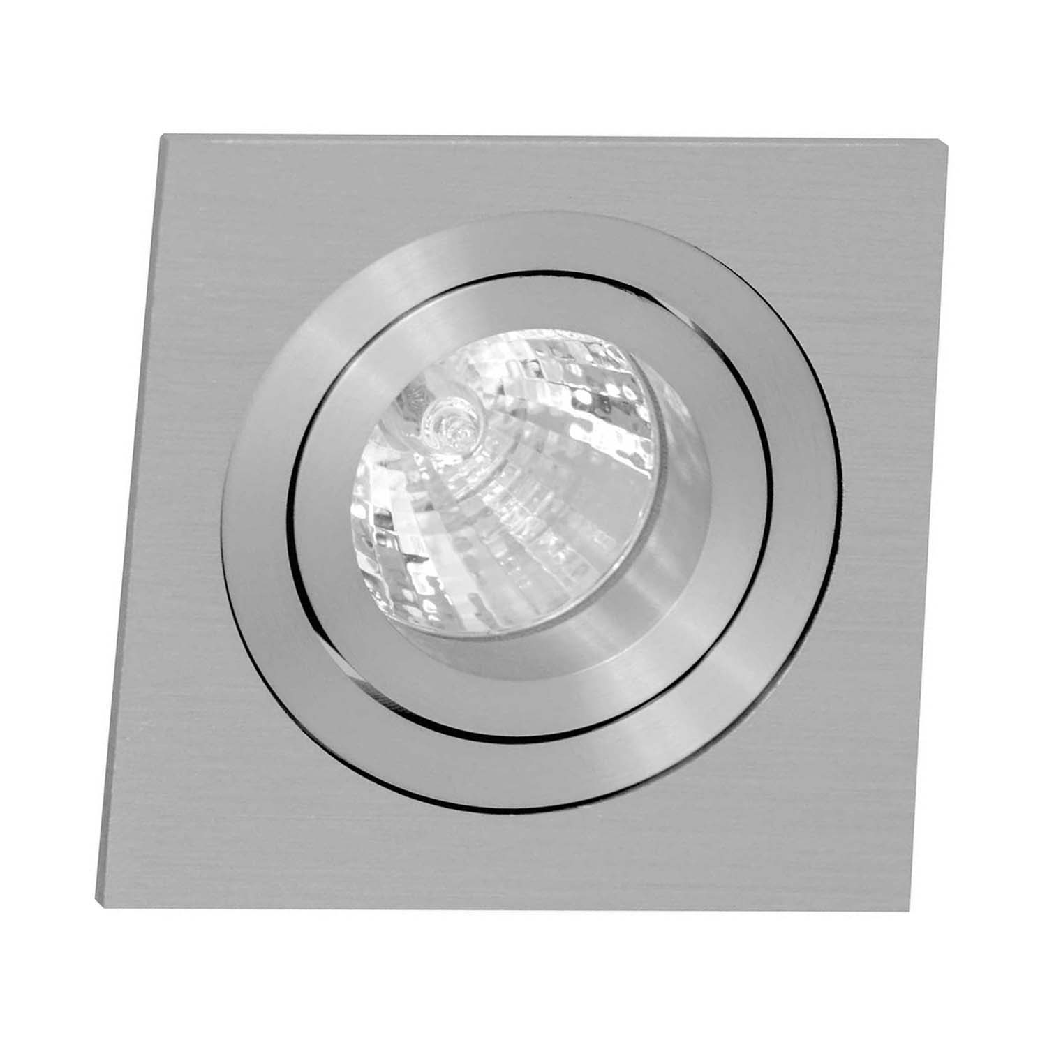 Spot encastré orientable carré 90mm aluminium brossé GU10/230V/Ø50mm à lamelles Techno Uni-Bright