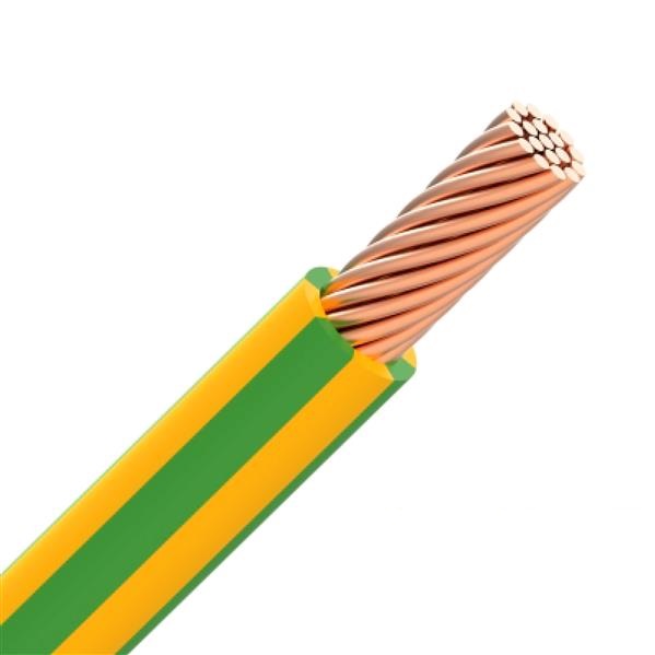 Fil d'installation massif VOB 6mm² Eca vert/jaune (au mètre)