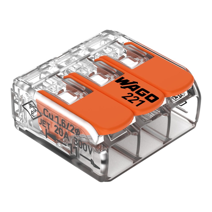 Mini borne de connexion automatique universelle tous types de conducteurs à levier 3 x 0.14-4mm² 221-413 Wago