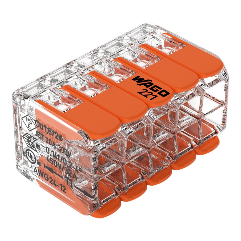 Mini borne de connexion automatique universelle tous types de conducteurs à levier 10 x 0.14-4mm² 221-415 Wago