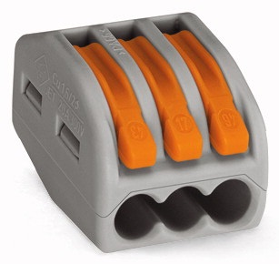 Borne de connexion automatique pour fils rigides et multibrins à levier 3x0.08-2.5mm² 222-413 Wago