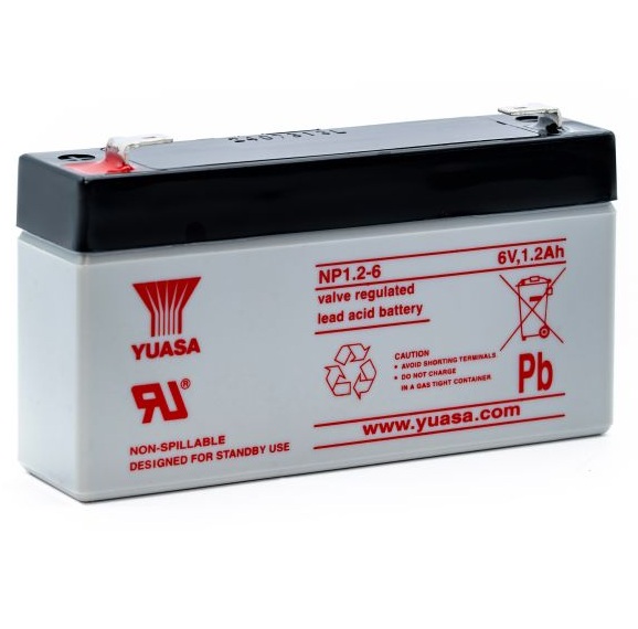 Batterie au plomb  6V - 1.2Ah (L=97 x P=25 x H=54.5) NP1.2-6 Yuasa